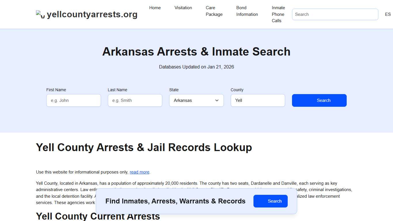 Yell County, AR Arrests, Warrants, Police Records Search